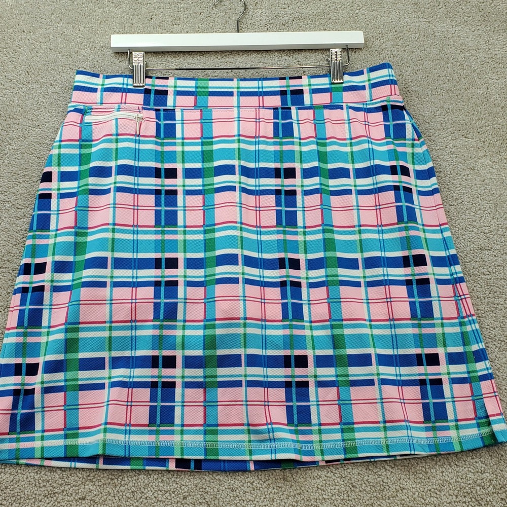 T by Talbots Women's Skirt Skort L Plaid Golf Tennis‎ Activewear Preppy Beach